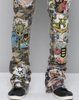 CAMO STACKED FIT JEAN WITH PATCHES