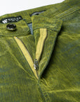 OLIVE VELVET COATED STACKED JEAN
