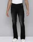 Black Velvet Coated Stacked Jeans