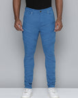 Cobalt Blue Stacked Jeans with Diagonal cut & sew