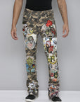 CAMO STACKED FIT JEAN WITH PATCHES