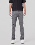 Grey Stacked Fit Coated Wax Jeans