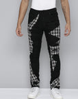 JET BLACK SKINNY JEAN WITH TWEED PATCHES