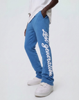 Cobalt Blue & White Lost Generation Embroidered Stacked Sweats