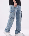 Blue Wash Relaxed Denim Cargo