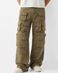 OLIVE BAGGY FIT JEAN WITH LOADED CARGO POCKETS