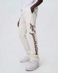 Ivory & Brown Lost Generation Embroidered Stacked Sweats