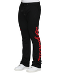 Black & Red Lost Generation Embroidered Stacked Sweats
