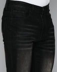 Black Velvet Coated Stacked Jeans