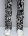 GREY CAMO OVERLAY PATCH STACKED JEAN