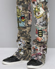 CAMO STACKED FIT JEAN WITH PATCHES