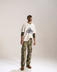 OLIVE CAMO BAGGY FIT JEAN WITH CARGO POCKETS