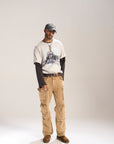KHAKI DYED WASH BAGGY FIT WITH CARGO POCKETS