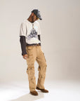KHAKI DYED WASH BAGGY FIT WITH CARGO POCKETS
