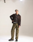 OLIVE BAGGY FIT JEAN WITH LOADED CARGO POCKETS
