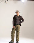 OLIVE BAGGY FIT JEAN WITH LOADED CARGO POCKETS