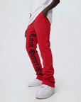 Red Lost Generation Embroidered Stacked Sweats