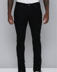 Men's Stacked Fit Black Color Jeans