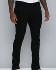 Men's Stacked Fit Jet Black Color Jeans