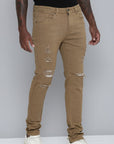 Men's Skinny Fit Khaki Color Jeans