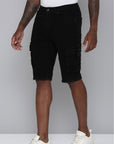 Men's Skinny Fit Jet Black Color Shorts