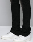 Black Velvet Coated Stacked Jeans