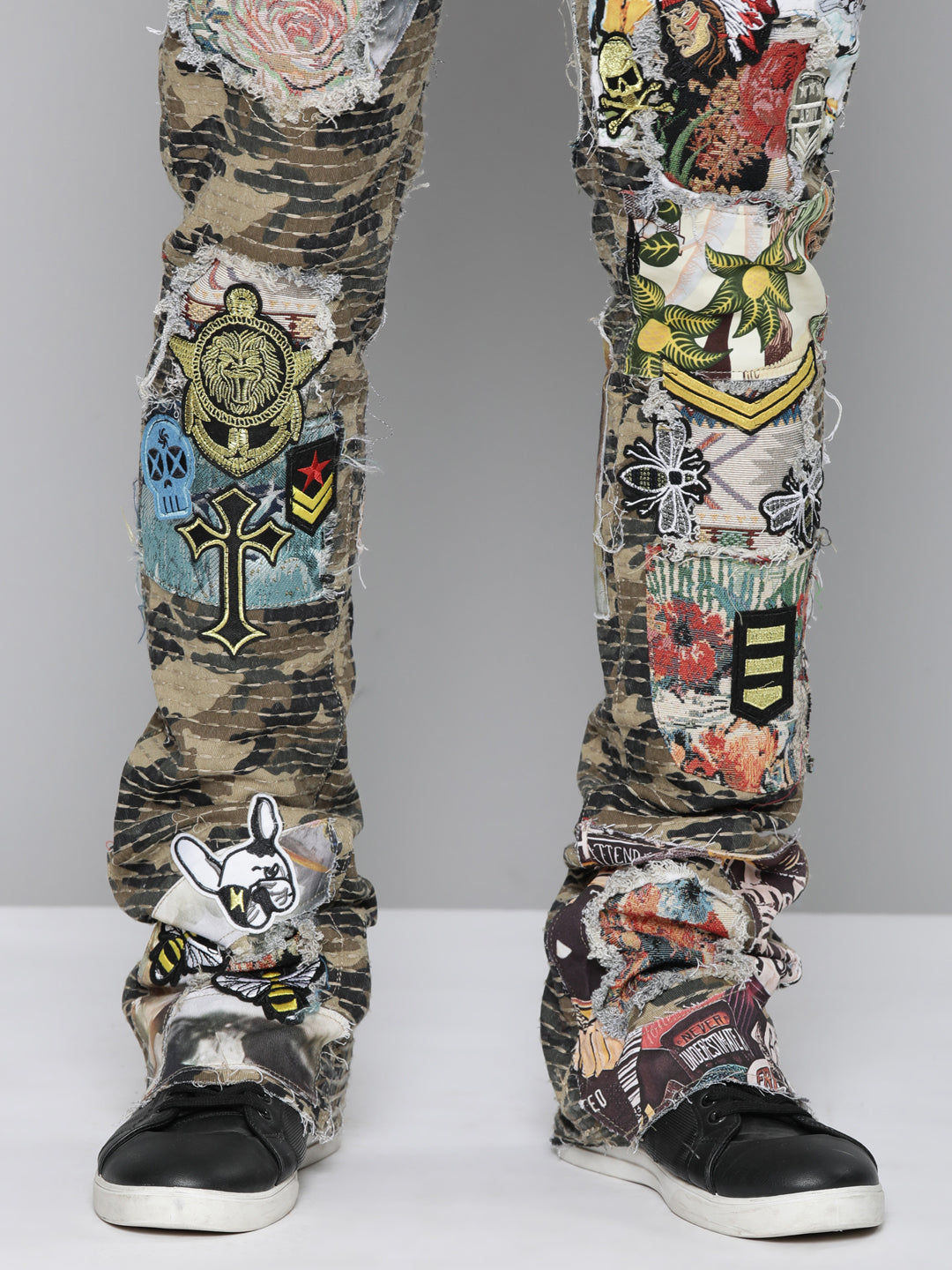 CAMO STACKED FIT JEAN WITH PATCHES