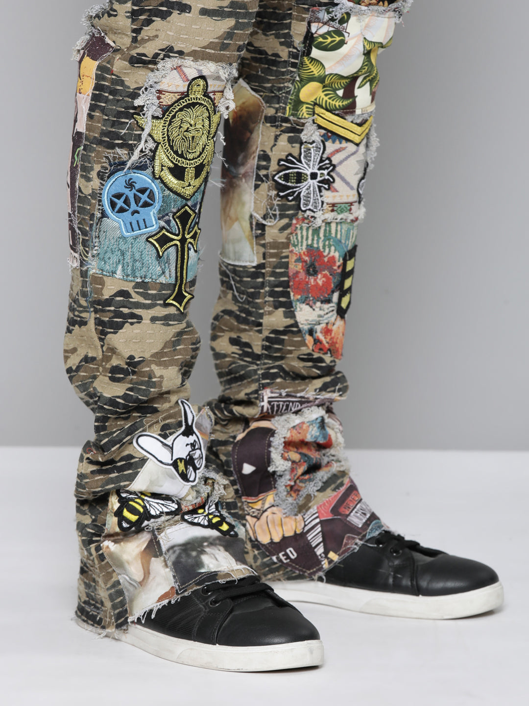CAMO STACKED FIT JEAN WITH PATCHES