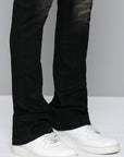 Black Velvet Coated Stacked Jeans