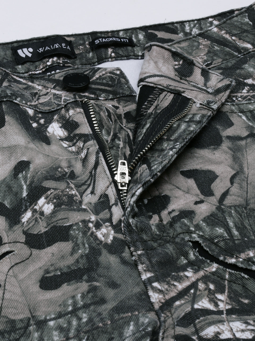GREY CAMO OVERLAY PATCH STACKED JEAN