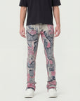 RED PATCHWORK ALL OVER STACKED JEAN