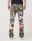 CAMO STACKED FIT JEAN WITH PATCHES