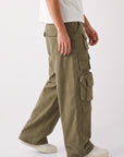 OLIVE BAGGY FIT JEAN WITH LOADED CARGO POCKETS
