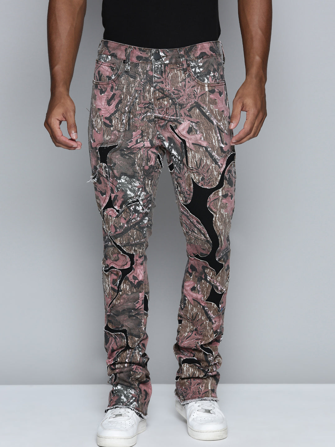 RED CAMO OVERLAY PATCH STACKED JEAN