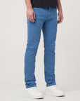 Cobalt Blue Stacked Jeans with Diagonal cut & sew
