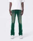 GREEN VELVET COATED STACKED JEAN