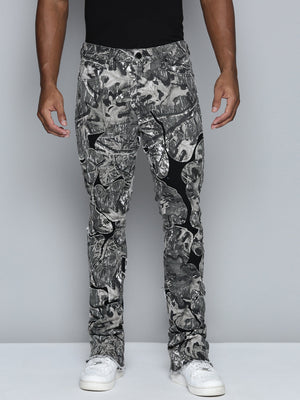 GREY CAMO OVERLAY PATCH STACKED JEAN
