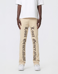 Khaki Lost Generation Printed Stacked Sweats