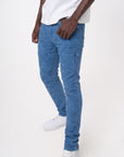 Cobalt Blue Distressed and Frayed Rips Skinny Denims