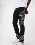JET BLACK SKINNY JEAN WITH TWEED PATCHES