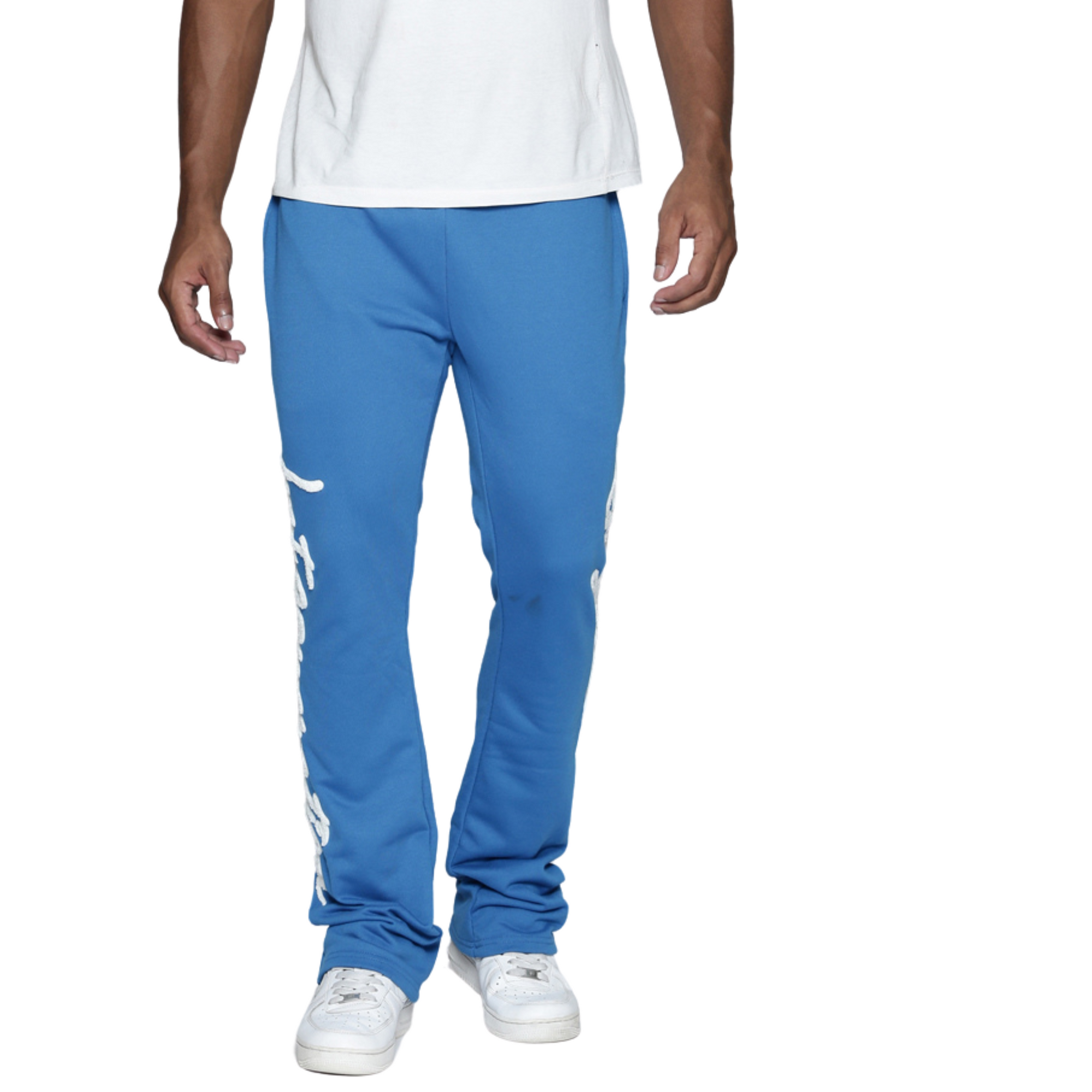 Cobalt Blue & White Lost Generation Embroidered Stacked Sweats