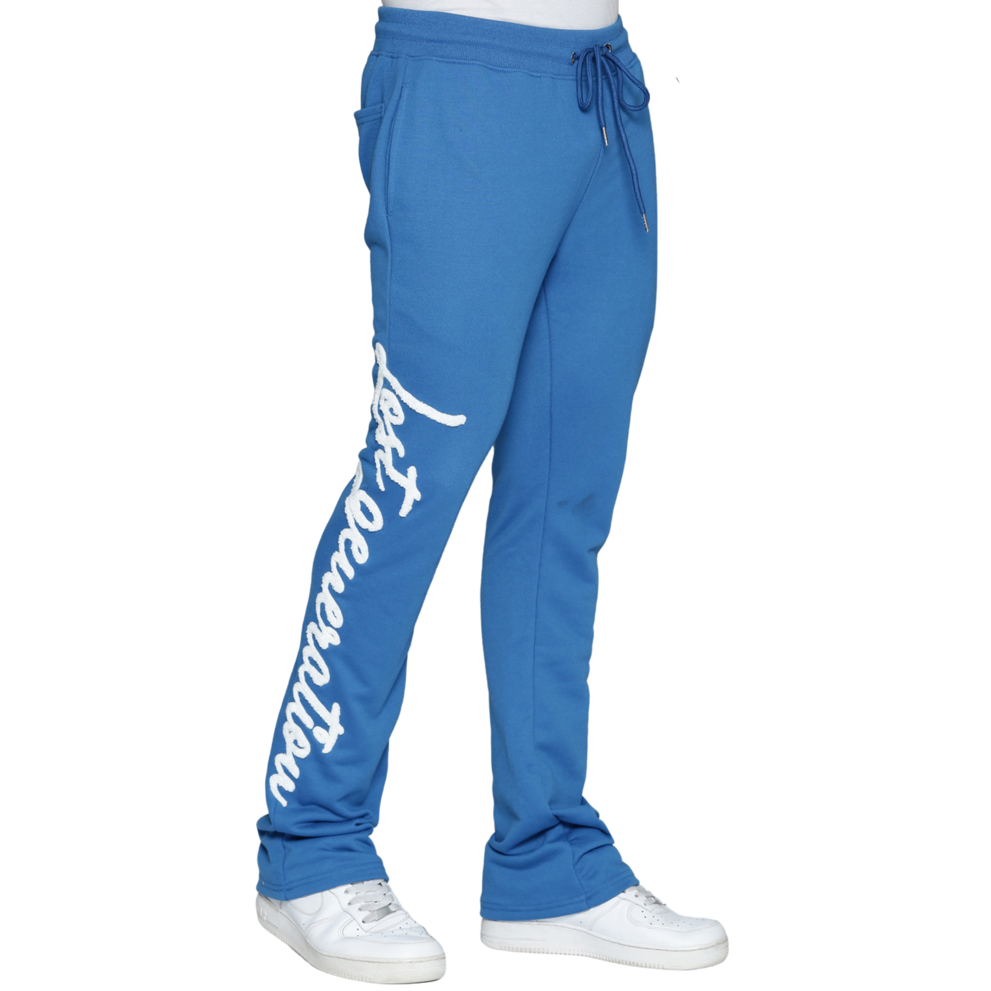 Cobalt Blue & White Lost Generation Embroidered Stacked Sweats