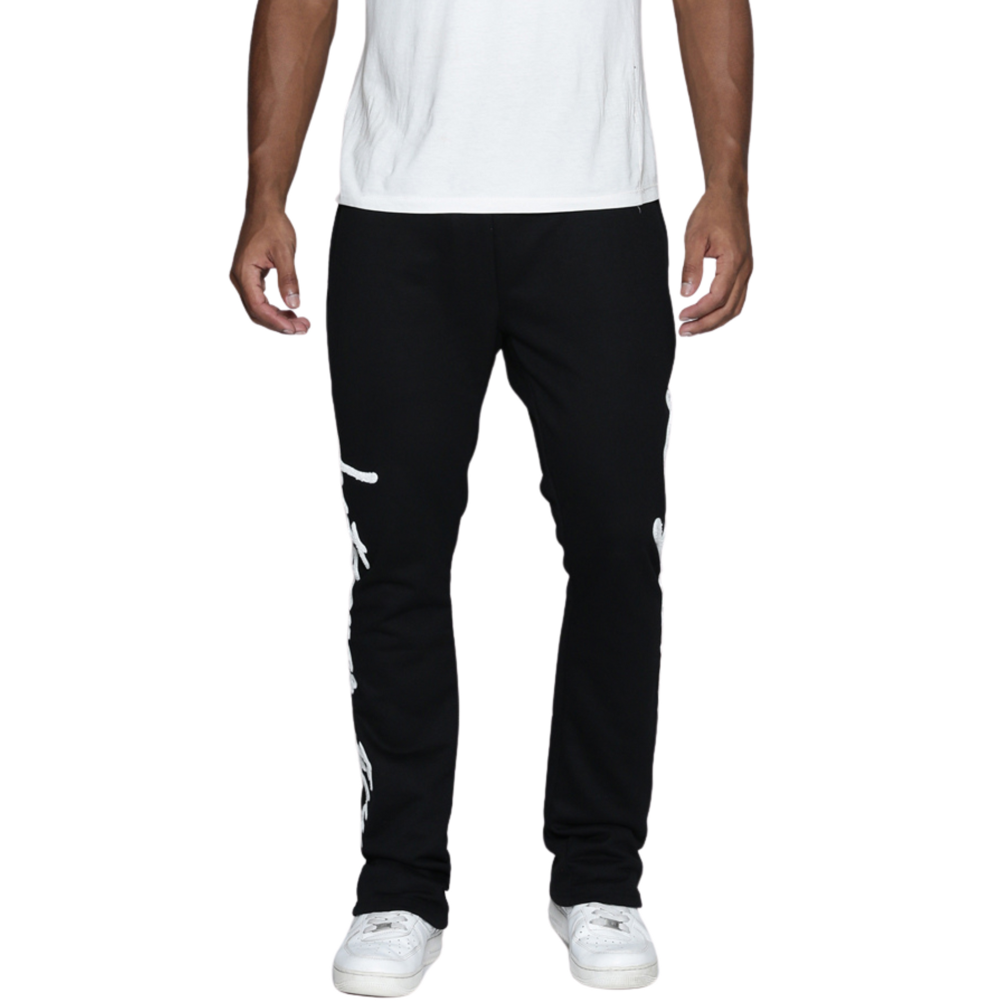 Black & White Lost Generation Embroidered Stacked Sweats