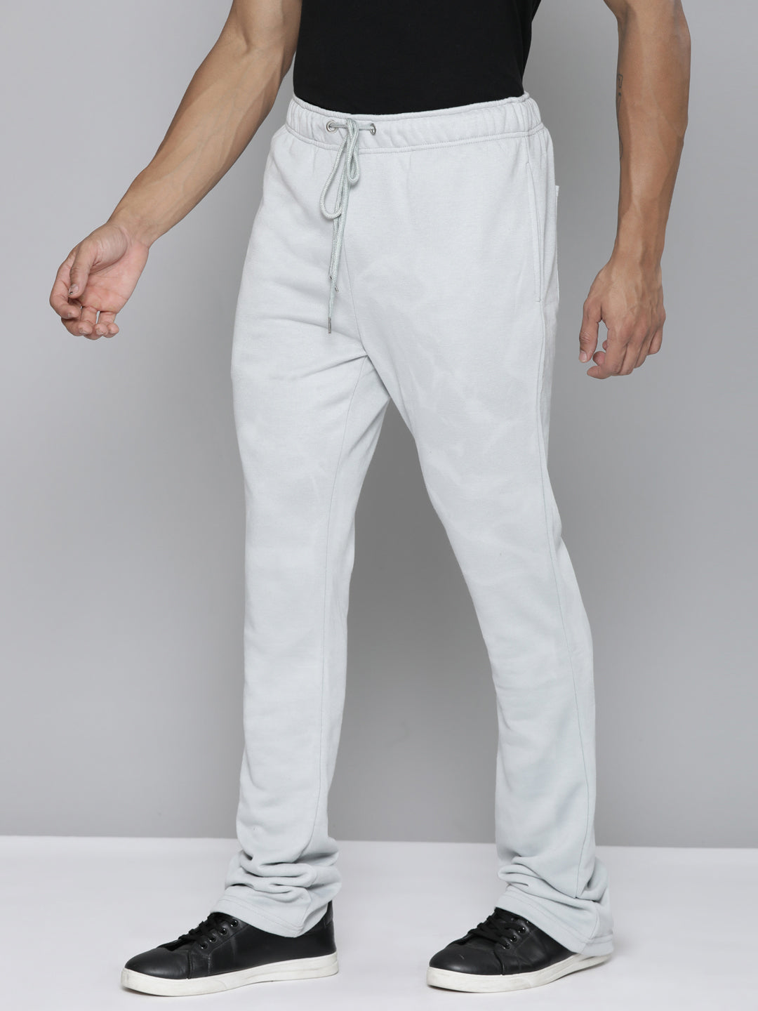 GREY MARBLE WASH STACKED TERRY PANTS