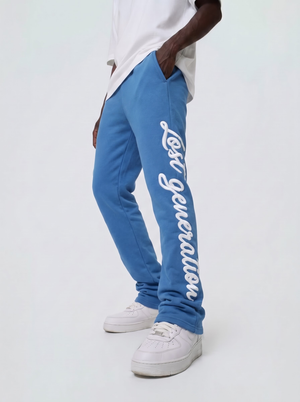 Cobalt Blue & White Lost Generation Embroidered Stacked Sweats