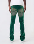 GREEN VELVET COATED STACKED JEAN