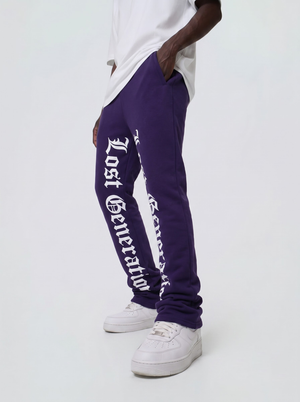 Aubergine & White Lost Generation Stacked Sweats