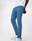 Cobalt Blue Distressed and Frayed Rips Skinny Denims