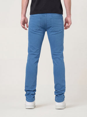Cobalt Blue Stacked Jeans with Diagonal cut & sew