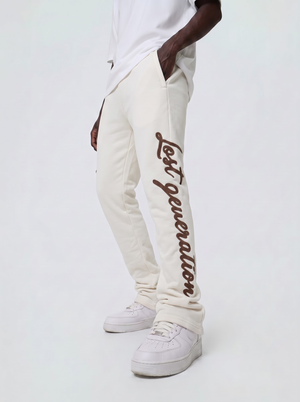 Ivory & Brown Lost Generation Embroidered Stacked Sweats